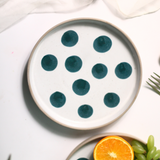 Handmade ceramic green polka platter 