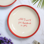 Red &white quoted pasta plate 