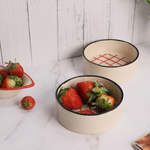 Ceramic red checks breakfast bowl with fruits