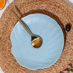 Handmade ceramic shell platter with spoon