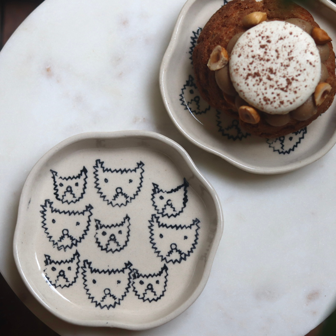 Cats Handmade dessert plates with dessert