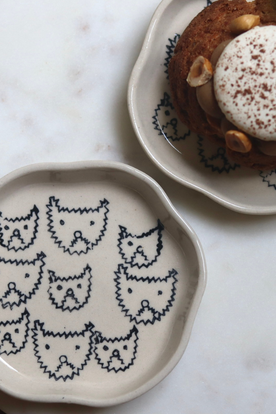 Cats Handmade dessert plates with dessert