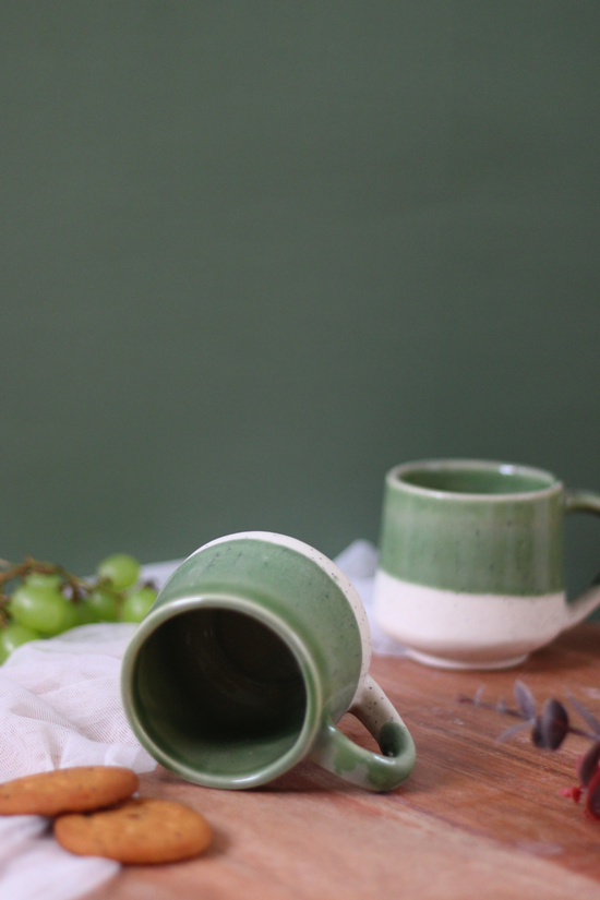 Ceramic green & white tea cups