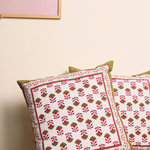 Pink & green floral motifs cushions 