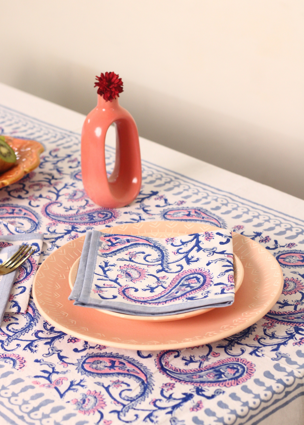 Block printed table napkin 