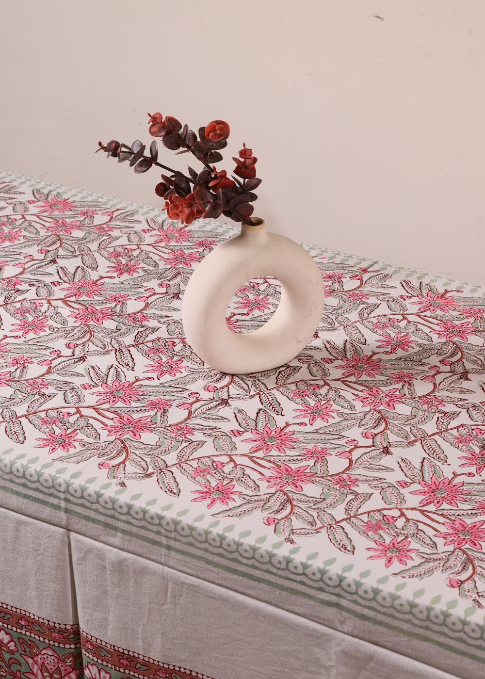 Lillies Block Print Table Cloth