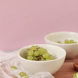 Basic white bowls with grapes