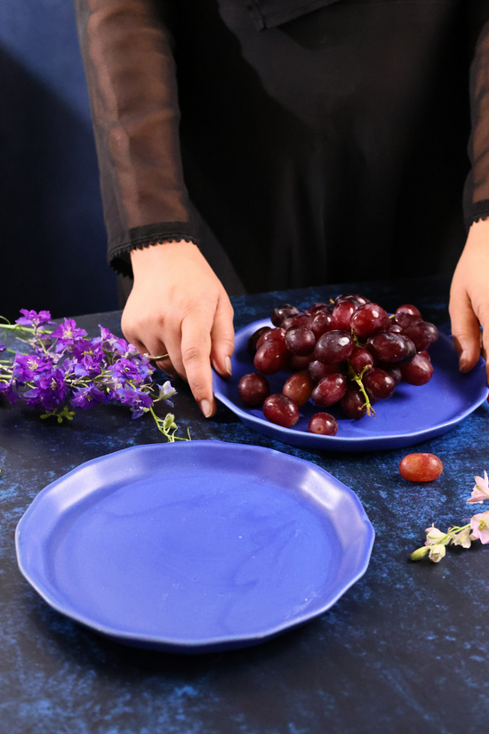 Matte blue snack plate 