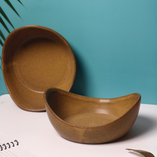 Boat Shaped Brown Curry Bowl