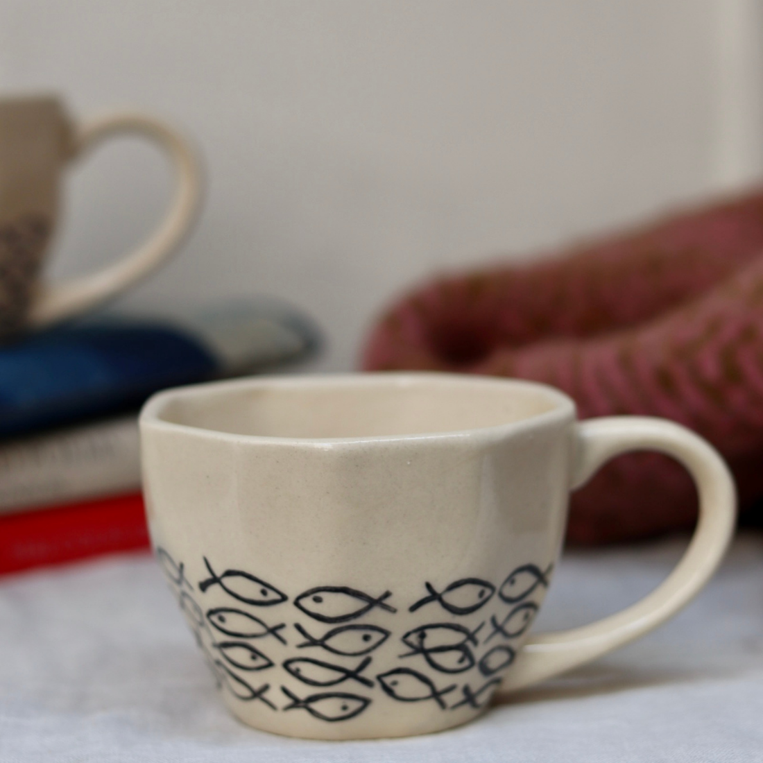 Handmade ceramic fish mugs 