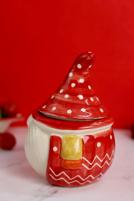 White & Red Santa Jar 