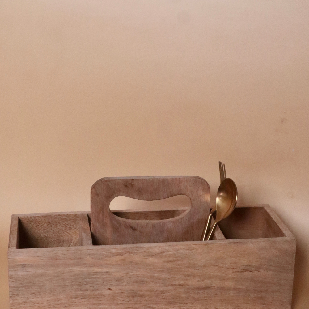 Rustic Wooden Cutlery Holder 