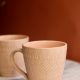 Blush pink carved coffee mug 