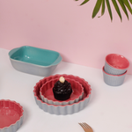 Pink Round Baking dish handmade ceramic small 