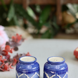 Blue and white salt pepper shakers