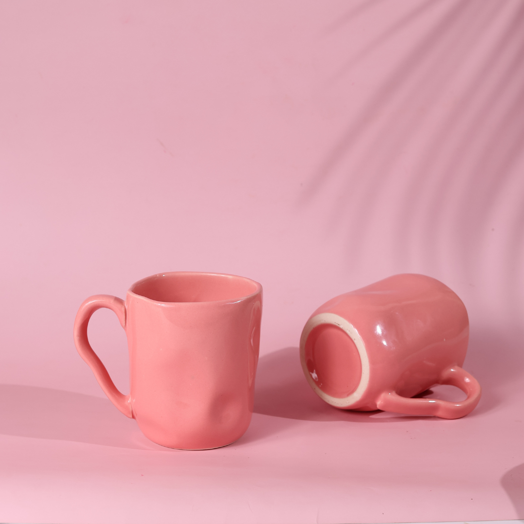 Handmade ceramic wavy mugs 