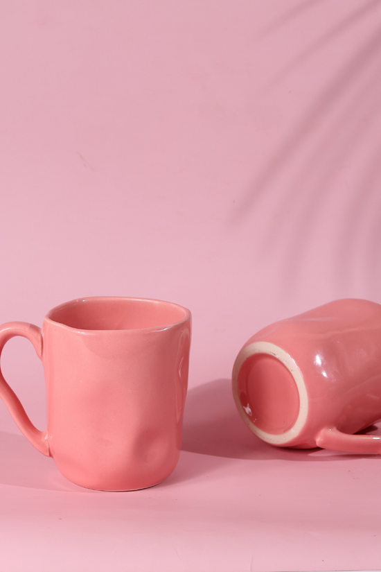 Handmade ceramic wavy mugs 