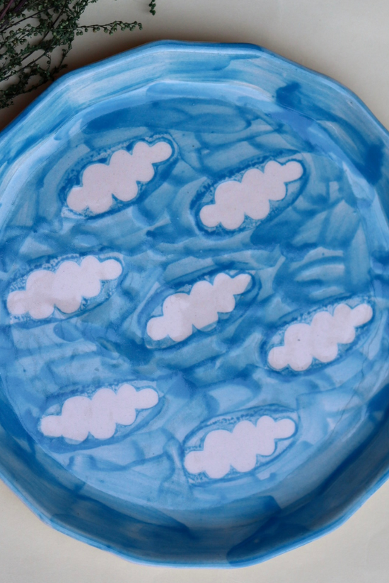 Handmade ceramic cloud plate 