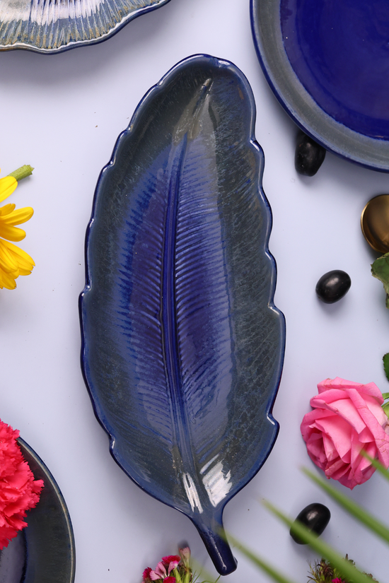 Royal Blue Leaf Platter