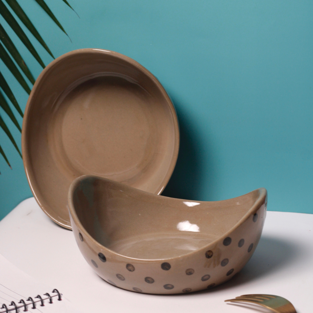 Polka Curry Bowl Handmade Ceramic 