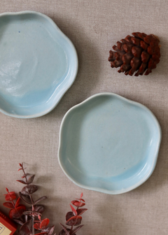 Light blue handmade dessert plates