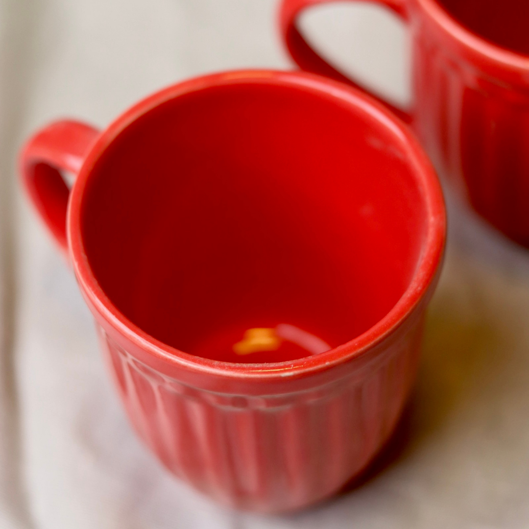 Handmade ceramic red vintage coffee mugs 