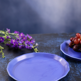Handmade ceramic matte blue snack plate 