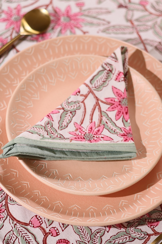 Pink flowers table napkin