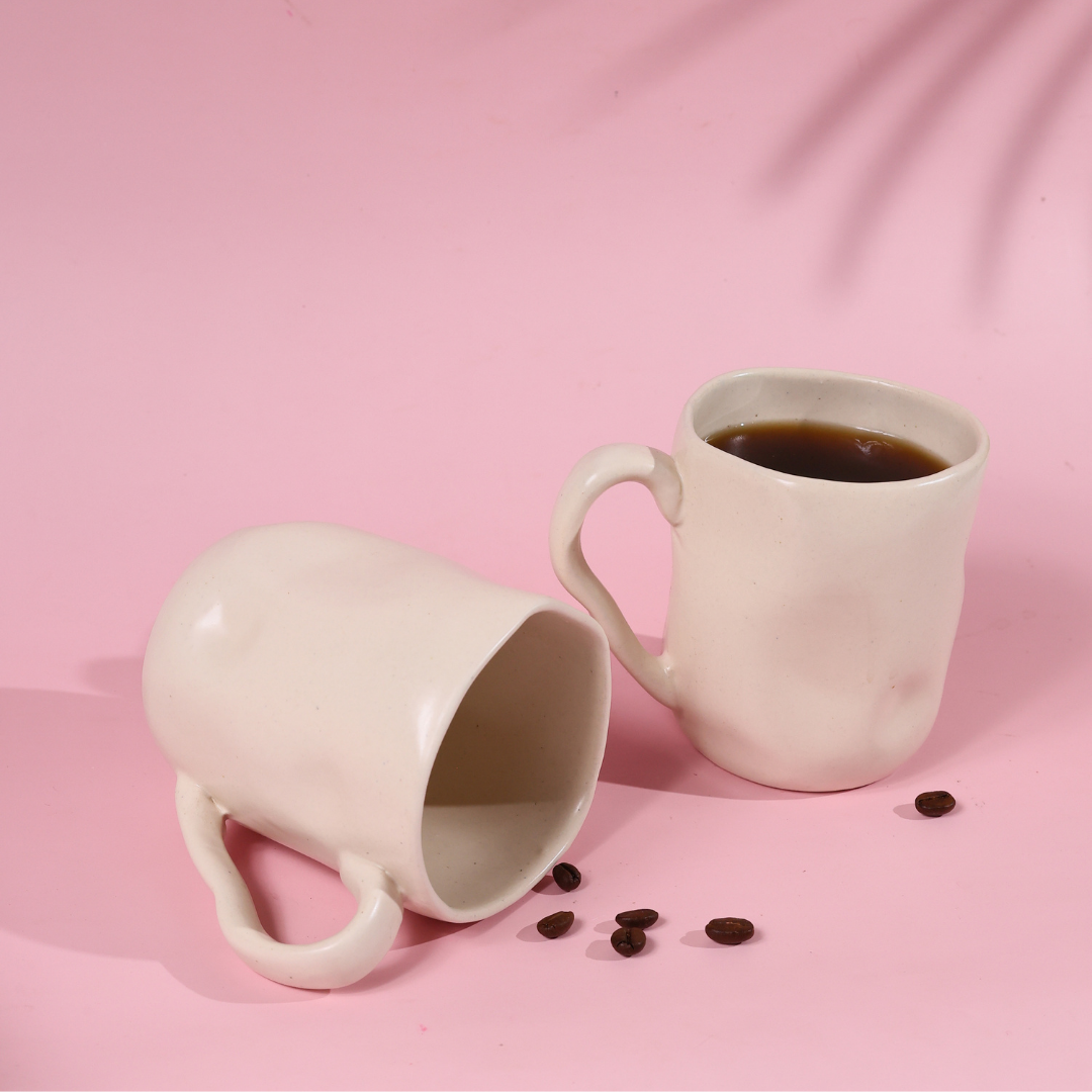 Stunning ceramic wavy coffee mugs with coffee