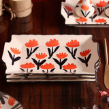 Handmade ceramic trays orange & white