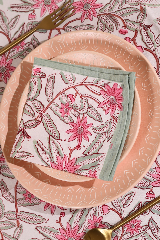 Lillies block printe table napkin