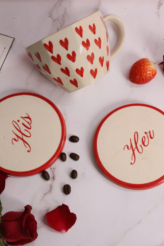 Ceramic coaster red & white 
