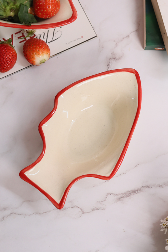 Fish bowl handmade ceramic with strawberries