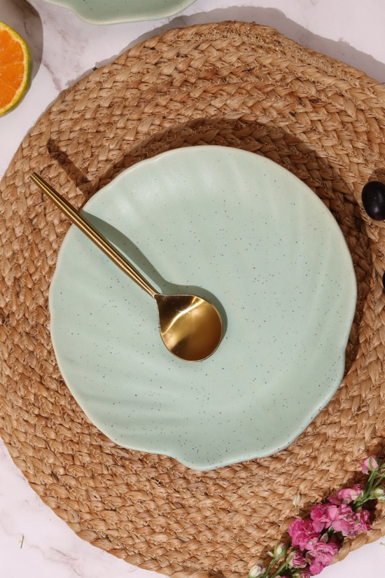 Sea green shell platter for dinnerware