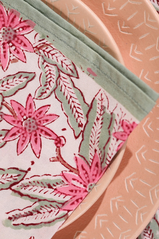 Lillies block print table cloth cotton