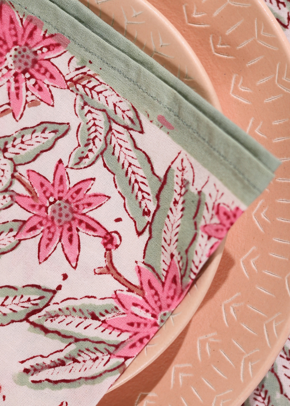 Lillies block print table cloth cotton