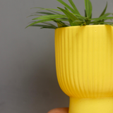 Handmade ceramic yellow lined planter