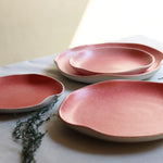 Handmade ceramic pink peony dinner plates