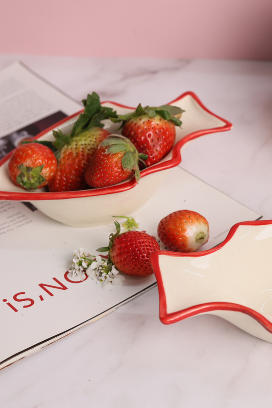 Fish bowl ceramic with strawberries