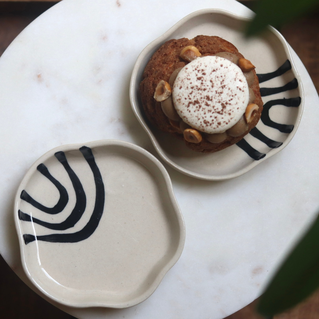 Semi Circle Abstract - Handmade Dessert Plate