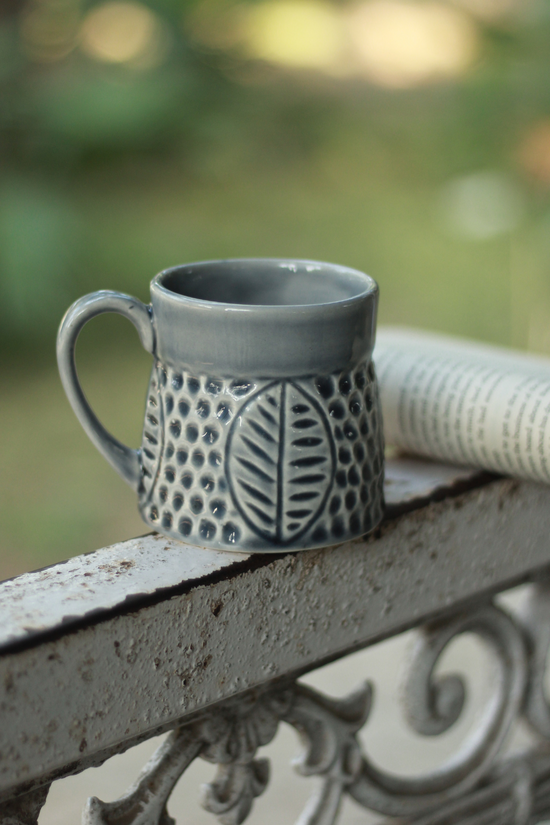 Subtle Grey Leaf Coffee Mug