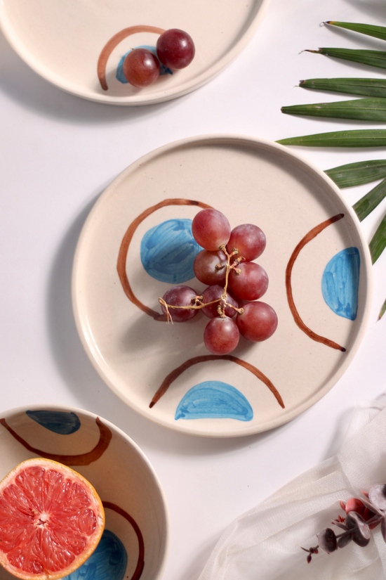 Blue brown ring platter handmade
