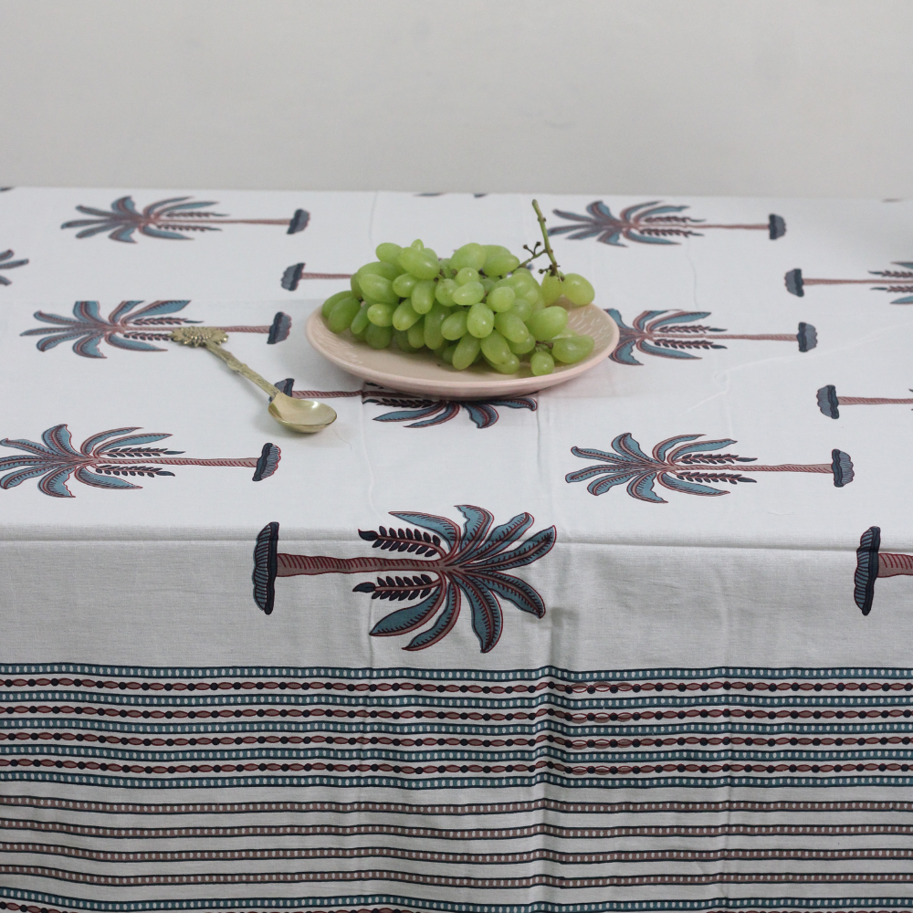 Pink Palm Tree Cotton Table Cloth 