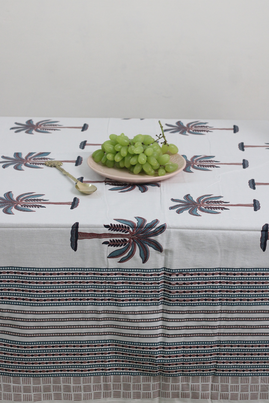 Pink Palm Tree Cotton Table Cloth 