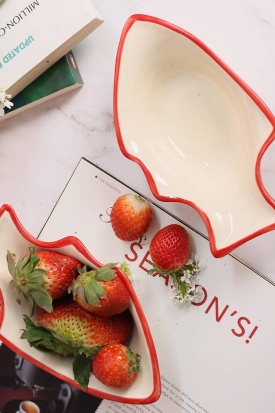 Fish bowls handmade ceramic with strawberries