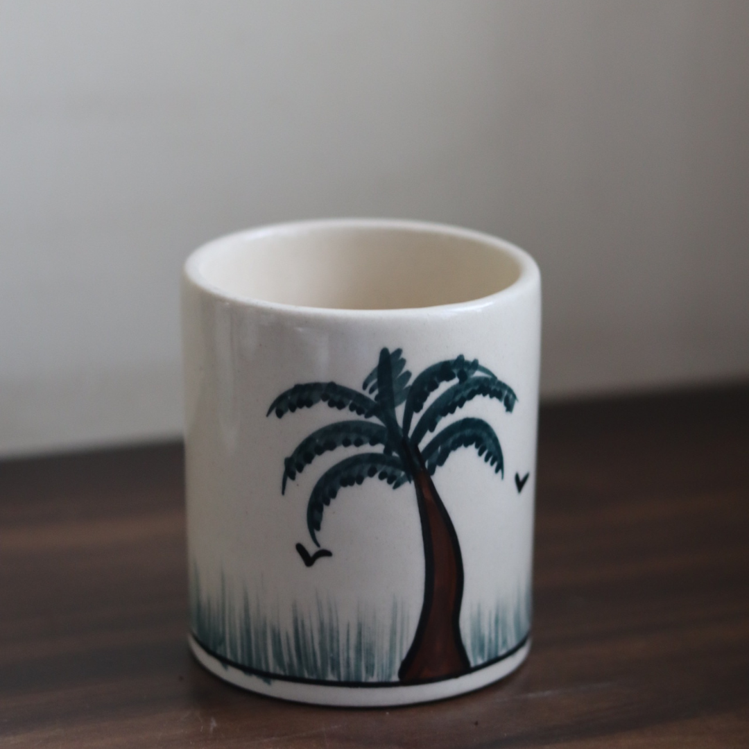 Ceramic brush holder palm tree