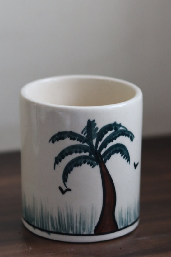 Ceramic brush holder palm tree
