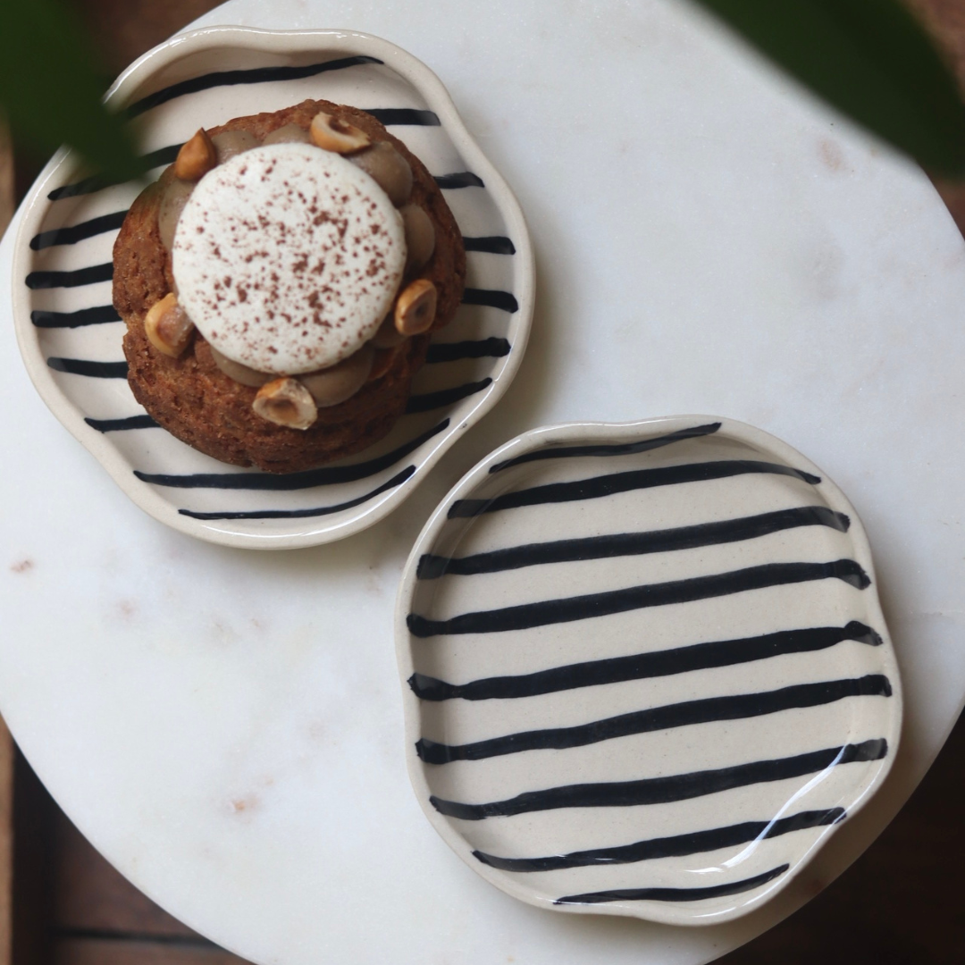 Handmade ceramic two zebra plates