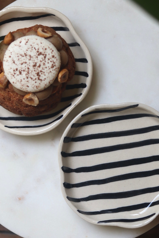 Handmade ceramic two zebra plates