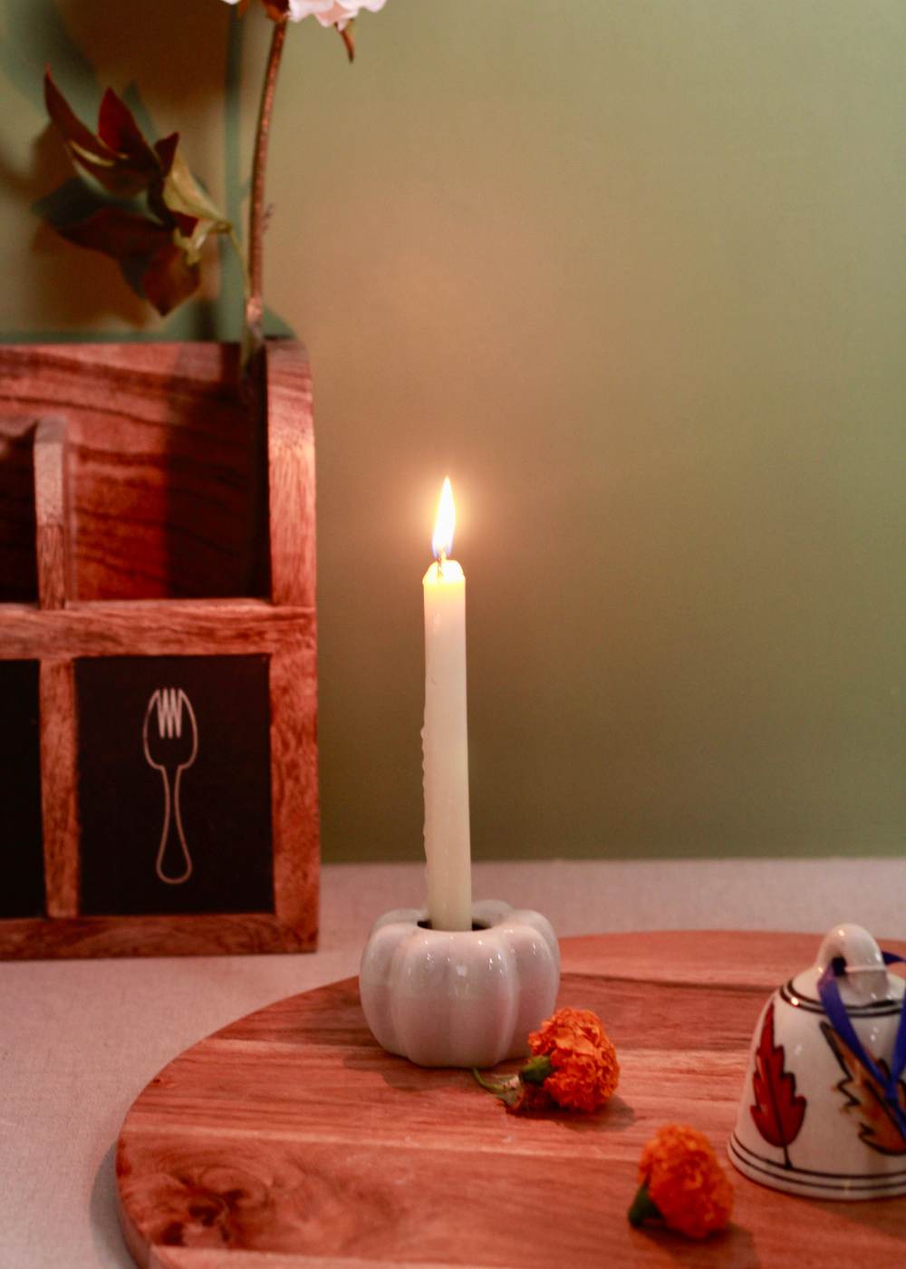 Pumpkin Candle Stand Handmade Ceramic